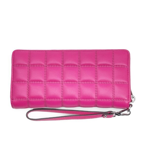 NWT Michael Kors Women's Large Quilted Vegan Leather Zip Around Wallet Pink - Picture 3 of 13